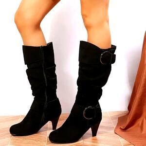 Womens Solid Color, Round Toe Mid Calf Boots - Black - 8